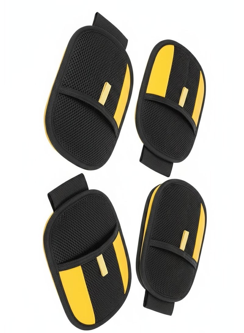 قفازات تنظيف الحيوانات الأليفة ذات وجهين، قفازات قابلة لإعادة الاستخدام لإزالة شعر الكلاب والقطط للغسل والتنظيف والتنظيف بالفرشاة، قفازات مضادة للكهرباء الساكنة للحيوانات الأليفة ذات الشعر الطويل/القصير - مجموعة من 4 قفازات (أصفر وأسود) - Image 1